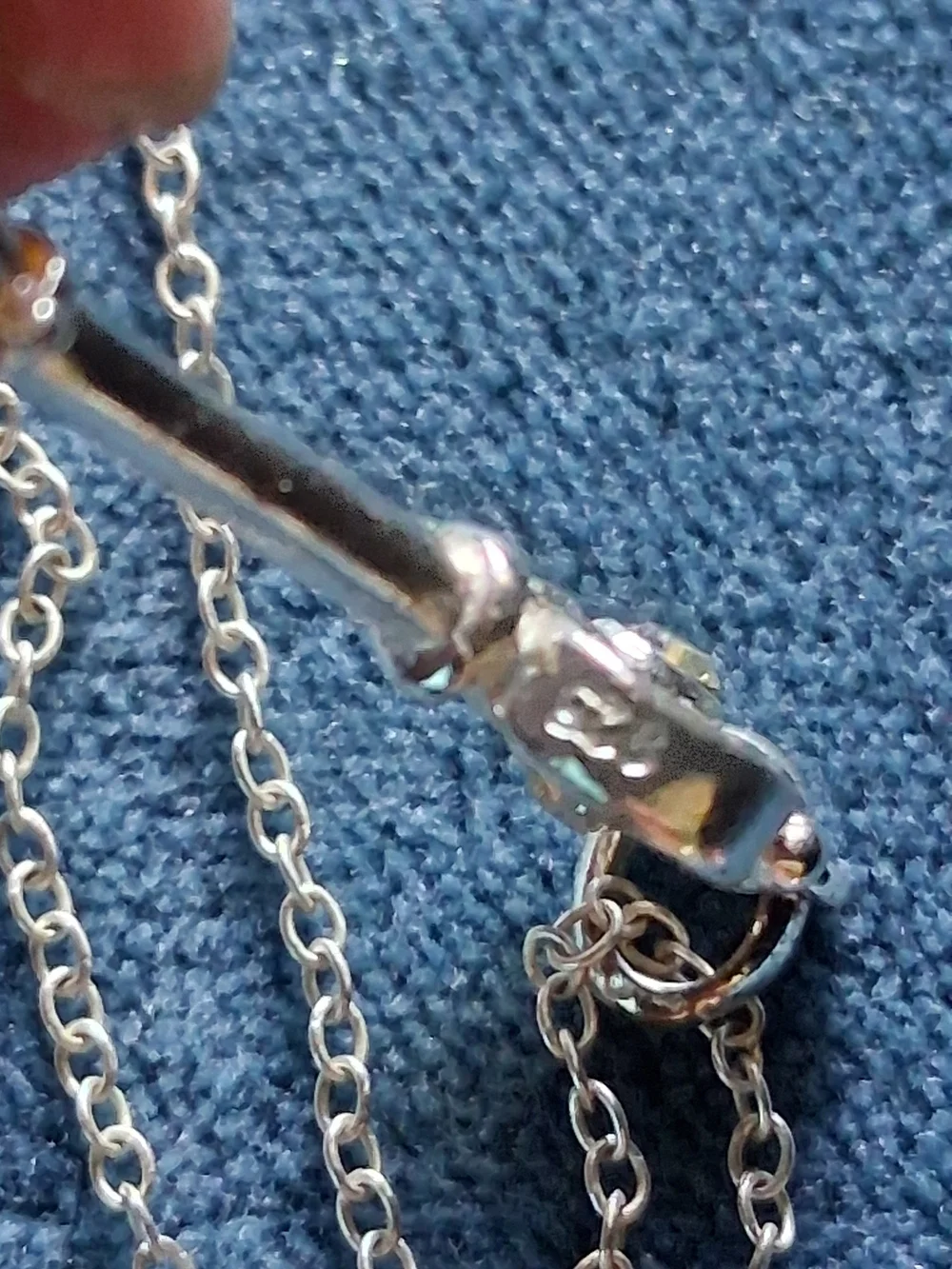 Sterling Silver 925 Crown Key Pendant W Genuine Diamond Center Necklace 22 In - Picture 12 of 14